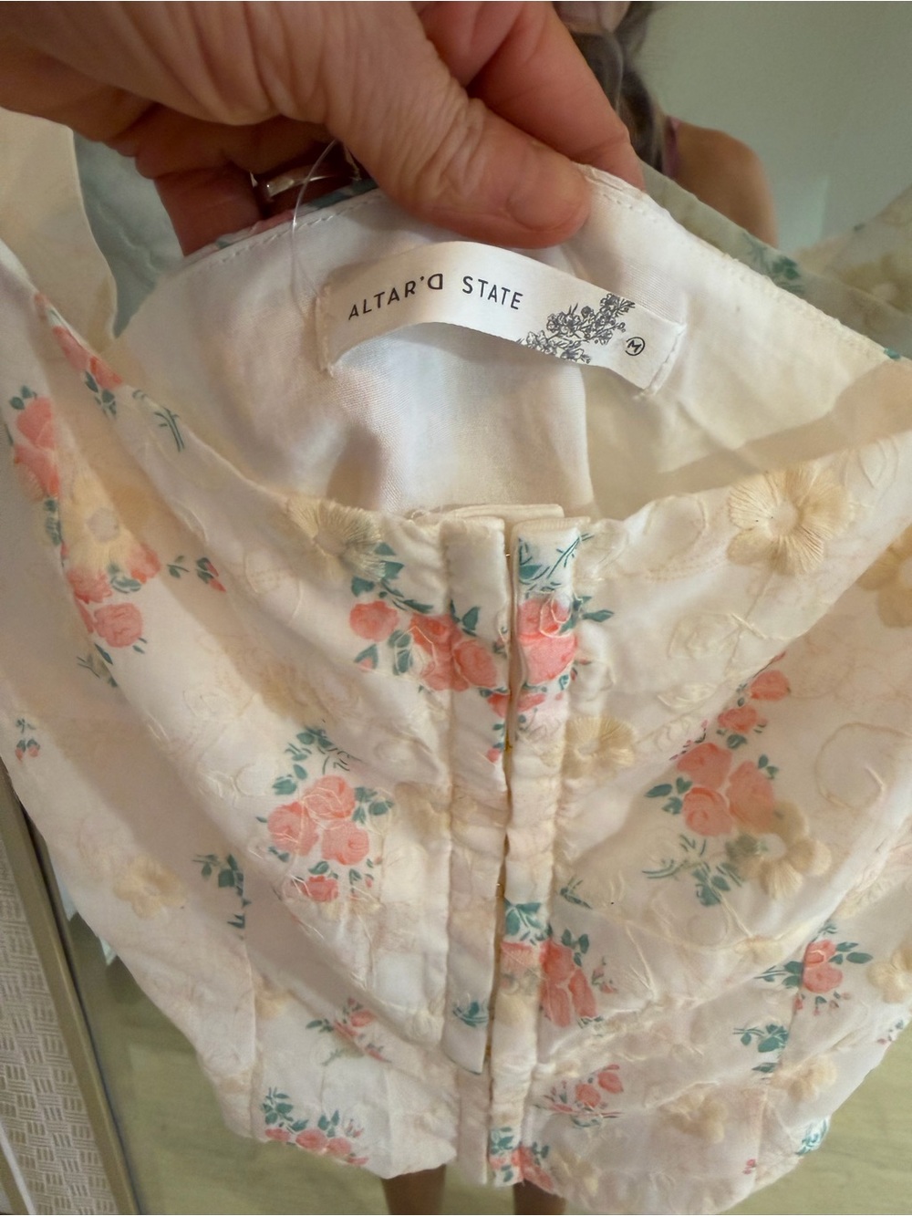 Altar'd State Mattie Floral Hook Embroidered Corset Top NWOT - Picture 6 of 9